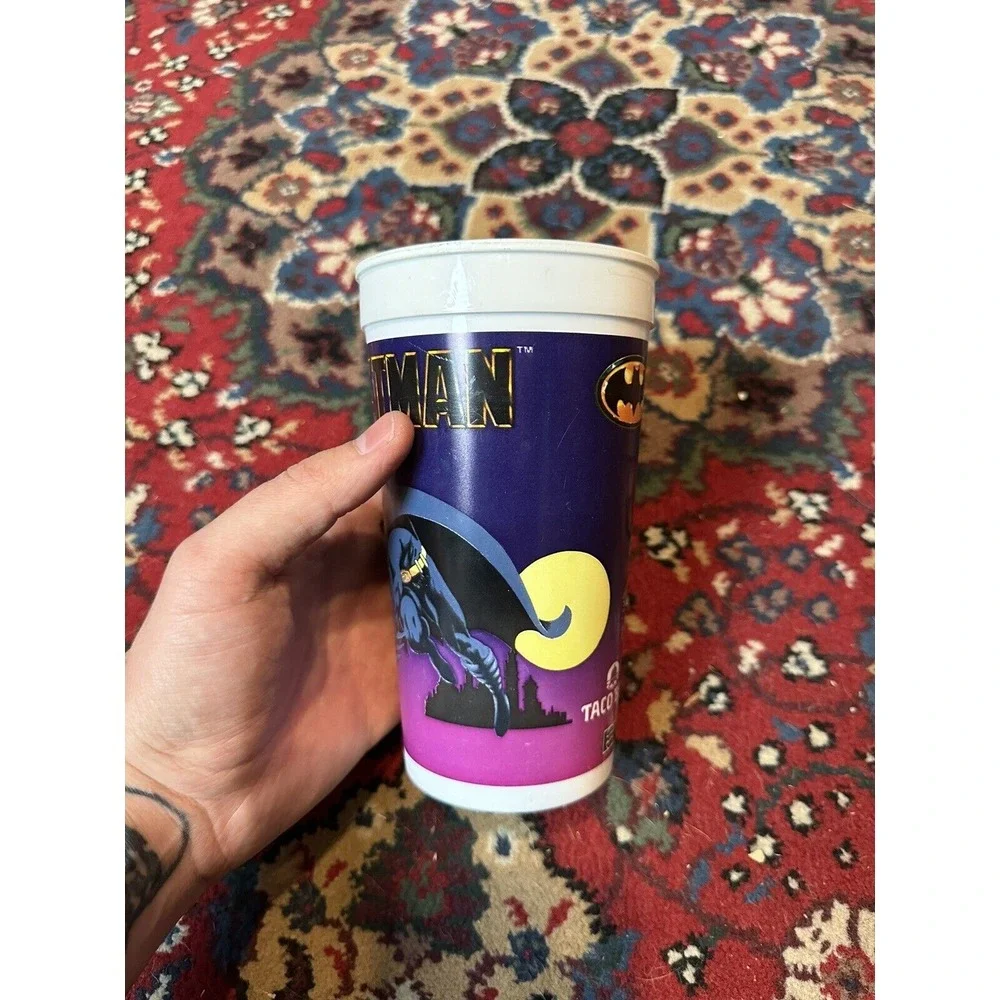Vintage Batman Movie Taco Bell Plastic Purple Collector Cup Pepsi 1989